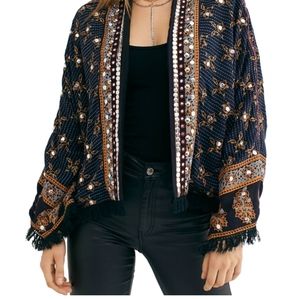 Free People Rays Of Light Boho Embelleshed Jacket